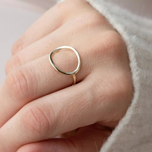 Minimalist Stainless Steel Open Ring For Women Geometric Hollow Circle Finger Ring Fashion Jewelry Accessory Party Gift
