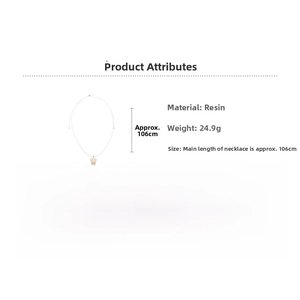 Detail view of resin bear pendant necklace showing material weight and length dimensions