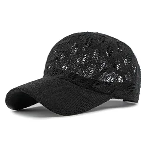 Berretto da baseball in pizzo nero traspirante per donna protezione solare estiva