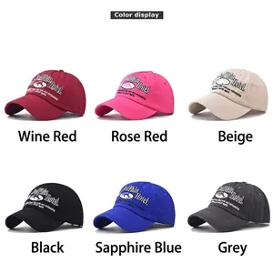 Washed cotton baseball cap featuring Dolphin Hotel embroidery in six classic colors