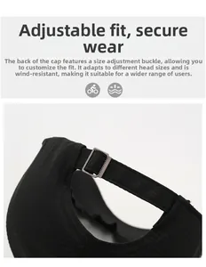 Detail of adjustable metal buckle on black baseball cap for a secure and custom fit
