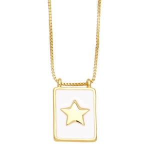 Chic gold-plated rectangular pendant necklace with a minimalist star charm and box chain