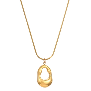 Minimalist hollow water drop necklace with gold snake chain for women, premium daily wear