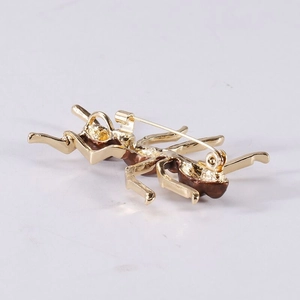Golden striped enamel ant brooch pin for men and women insect jewelry accessory
