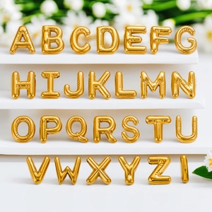 Puffy Balloon Initial Letter Pendants Stainless Steel 18K Gold Plated 3D Alphabet Charms For DIY Necklace Bracelet Making