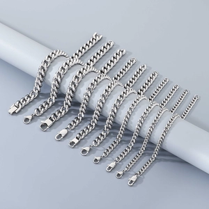 Bracelet Gourmette Cubaine En Acier Inoxydable Poli Chaîne Hip Hop Bijoux De Mode Minimaliste Unisexe