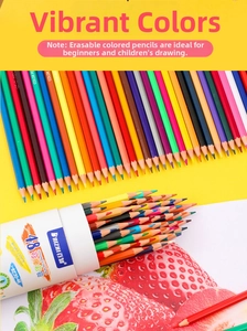 Detailed set of 48 erasable colored pencils for kids with vibrant strawberry sketch