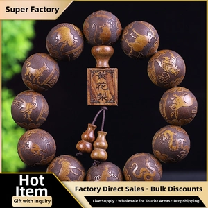 Bracciale Di Grani Di Preghiera Buddisti In Legno Naturale Intagliato Zodiaco Sutra Del Cuore Zen Stile Etnico Meditazione Unisex