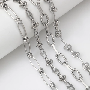 Polished silver stainless steel chain assortment for DIY jewelry making and bag accessories