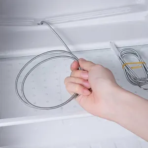 Flexible stainless steel refrigerator drain hole cleaning brush for ice blockage removal
