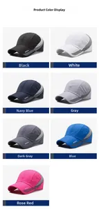 Detail showing seven color options for the breathable mesh sports baseball cap with logo