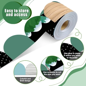 Decorative landscape border stickers for bulletin boards with forest and wood patterns