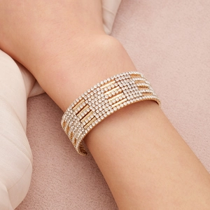 Rhinestone Imitation Artificial Pearl Alloy Multi Layer Cuff Bracelet Open Heart Xoxo Design Bridal Wedding Party Elegant Women Jewelry