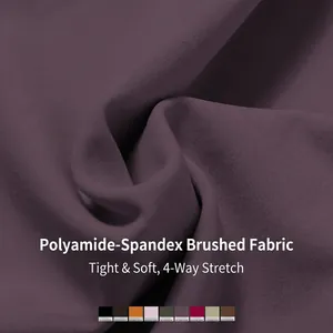 Women's quick-dry yoga set in deep purple fabric with 4-way stretch and soft texture