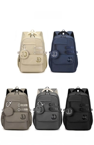 Detailed grid view showing high-capacity backpacks in five durable colors with mini pouches