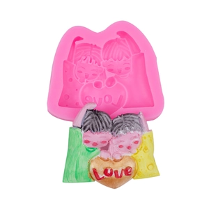 Silikonform Herz Liebe Paar für Valentinstag Backen und Kuchendekoration in Rosa