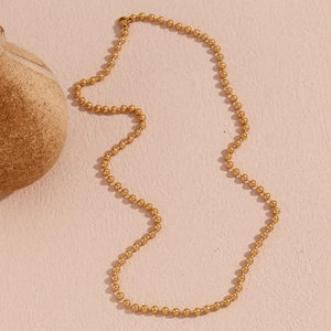 Minimalist 18K gold plated stainless steel 4mm bead ball chain necklace for women