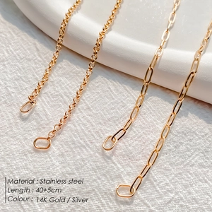 Close-up of 14K gold plated stainless steel square wire link necklace with 40+5cm length