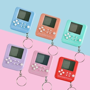 Classic mini handheld Tetris game console keychains in six vibrant colors for gifts