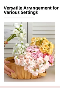 Close-up of artificial lotus flower set in a woven wooden basket for home decoration