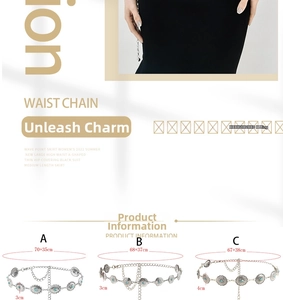 Bohemian retro waist chains with turquoise beads and hollow metal floral patterns