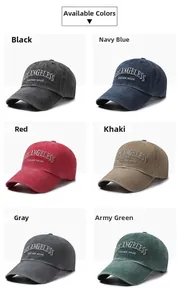 Detailed grid view of six color options for vintage washed cotton baseball caps