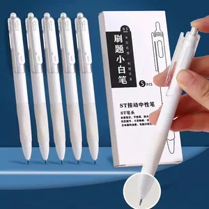 Retractable Gel Pens Fine Point Minimalist Smooth Writing Quick Dry Ink Plastic Shell Soft Rubber Grip For Office Student