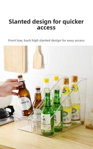 Transparent acrylic kitchen storage box with slanted opening for spices and bottles