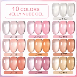 10 Farben Jelly Nude Gel Nagellack Kollektion mit halbtransparenten Rosa- und Pfirsichtönen