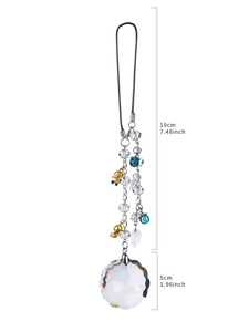 Car mirror charm with crystal bead chain and enamel cross pendant, length 19cm 7.48 inch
