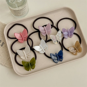Butterfly Hair Tie Acetate Jelly Texture Fairy Style Elegant Elastic Ponytail Holder For Women Girls French Design Style