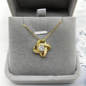 925 Sterling Silver Clover Heart Knot Pendant Necklace With Sparkling Cubic Zirconia For Women