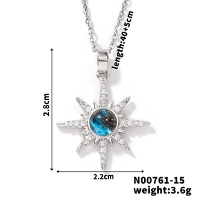 Starry sky pendant necklace dimensions 2.8cm by 2.2cm with 40+5cm adjustable chain