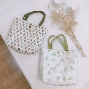 Sac Déjeuner Floral Frais Femmes Tissu Coton Avec Film Aluminium Isolé Thermique Petit Sac À Main Portable Fourre-tout