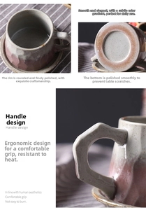 Detail of ergonomic handle and smooth rim on a Japanese retro ceramic coffee mug