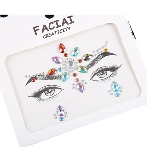 Colorful acrylic face rhinestones for festival makeup with teardrop and round crystals