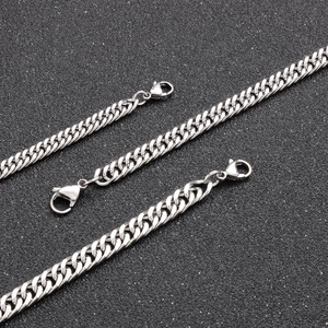 Silver stainless steel cuban chain necklace for men featuring a secure lobster clasp