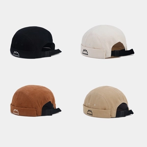 Vintage Docker Hat Brimless Cotton Canvas Cap Unisex Retro Streetwear Style Adjustable Buckle Embroidered Casual Headwear