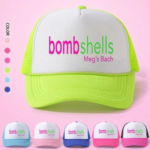 Bombshells Print Trucker Hat Mesh Polyester Breathable Curved Brim Adjustable Snapback Bachelorette Party Sun Hat