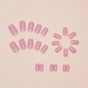 Glossy mauve pink press-on nails set with 24 pieces of square-shaped artificial nails