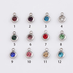 Lot de 12 couleurs breloques pierre de naissance 6,5mm inox pour bijoux DIY