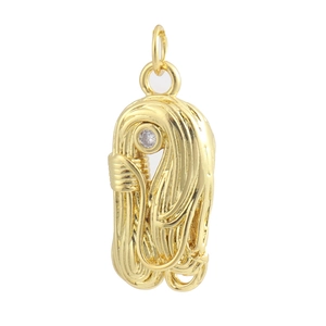 Golden micro-pave zircon pendant with textured wire coil design for DIY jewelry