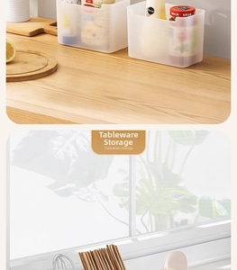 Translucent frosted kitchen storage box for organizing tableware and seasoning jars
