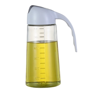 Distributeur d'huile en verre 630ml étanche avec couvercle auto et graduation
