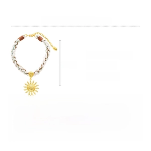 Detail specifications of braided rope sun pendant necklace with size and weight info