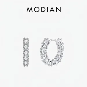 Moissanite Hoop Earrings 925 Sterling Silver Round Brilliant Cut D Color VVS1 Elegant Jewelry For Women