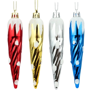 Set di 4 decorazioni natalizie a spirale con glitter in rosso oro argento e blu brillante