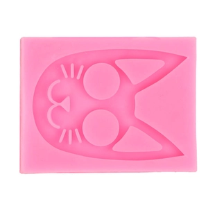 Moule en silicone rose pour porte-clés DIY en forme de chat avec des détails faciaux précis