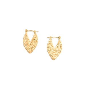 Textured 18k gold plated stainless steel hollow geometric heart stud earrings for women