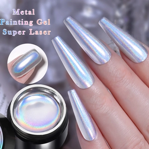 Laser Holographic Metal Silver Nail Painting Gel Mirror Effect High Density DIY Manicure Art Design